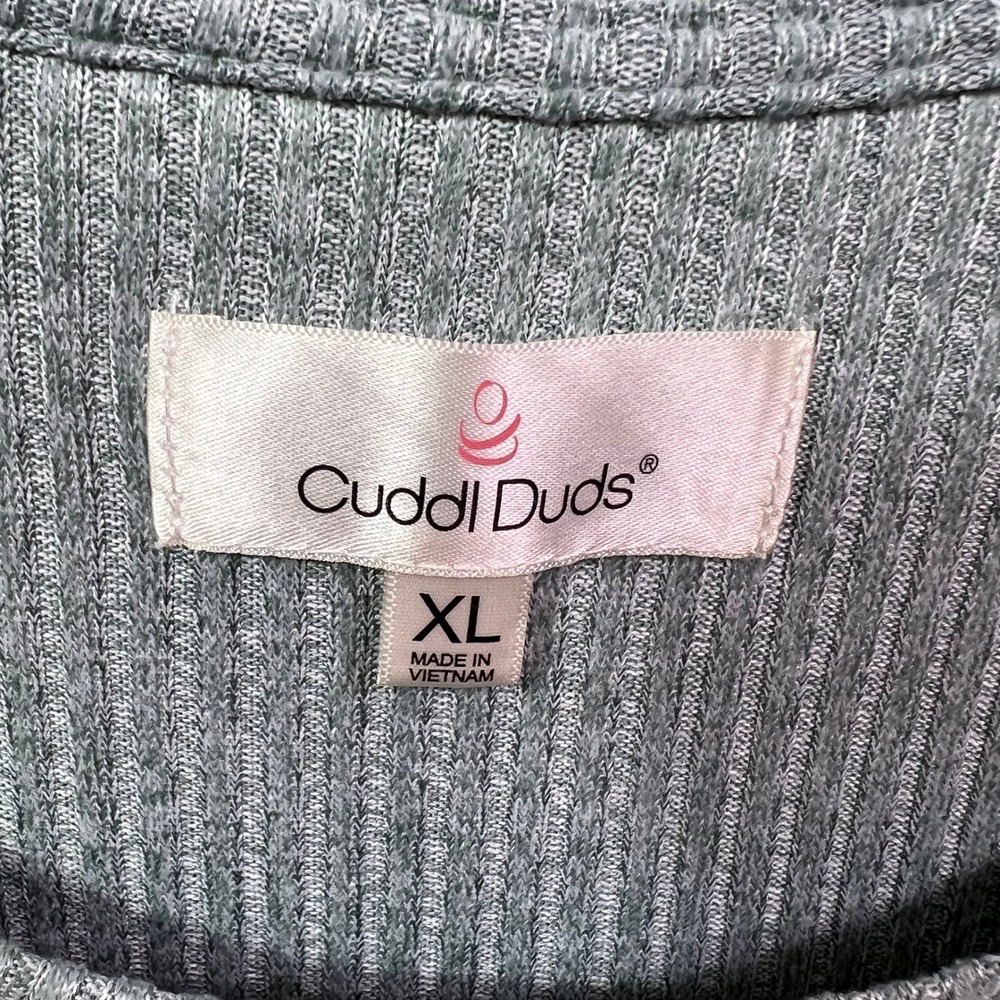 Cuddl Duds Womens XL Sage Green Ribbed 3 Piece Lounge Set Cardigan Tank Pants - Picture 3 of 10